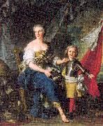 Jean Marc Nattier Mademoiselle de Lambesc as Minerva, Arming her Brother the Comte de Brionne oil